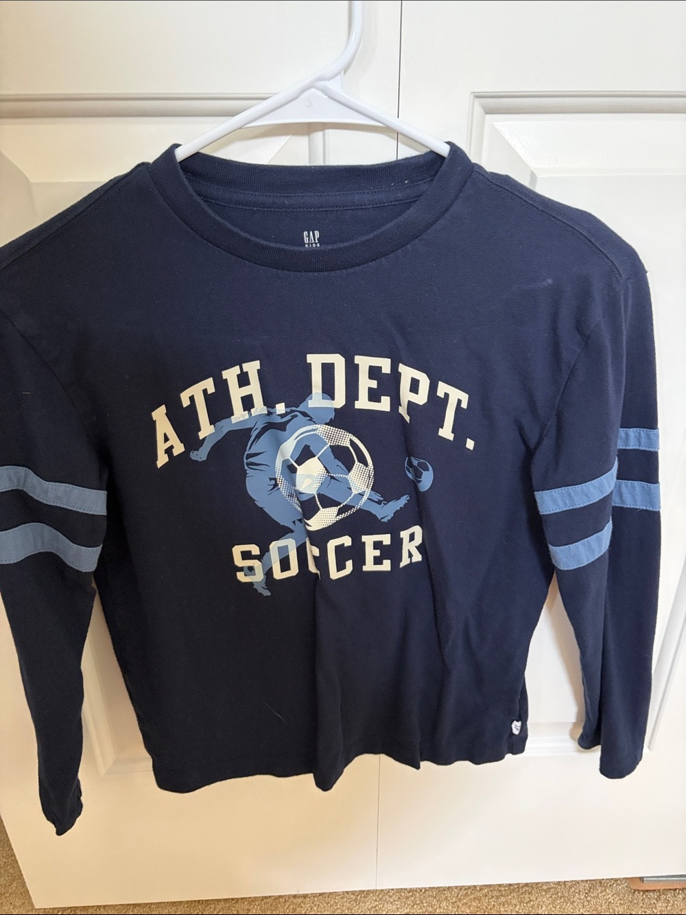GAP Navy Blue Long Sleeve Soccer Graphic Tee